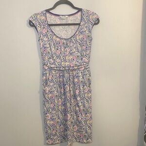 Boden Paisley Midi Dress in Blue and Pink
